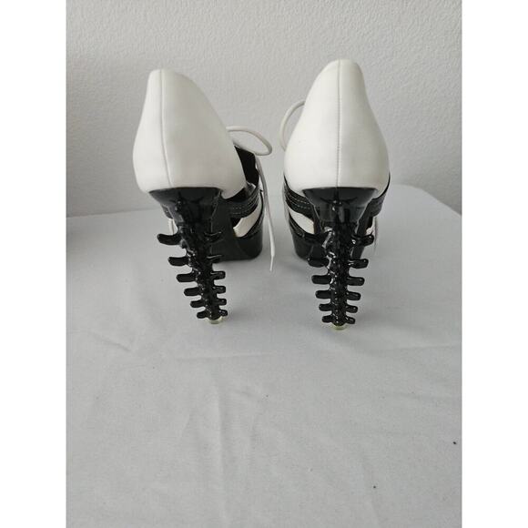 SHOW STORY Retro Black White Two Tone Lace-Up platform - Picture 4 of 5